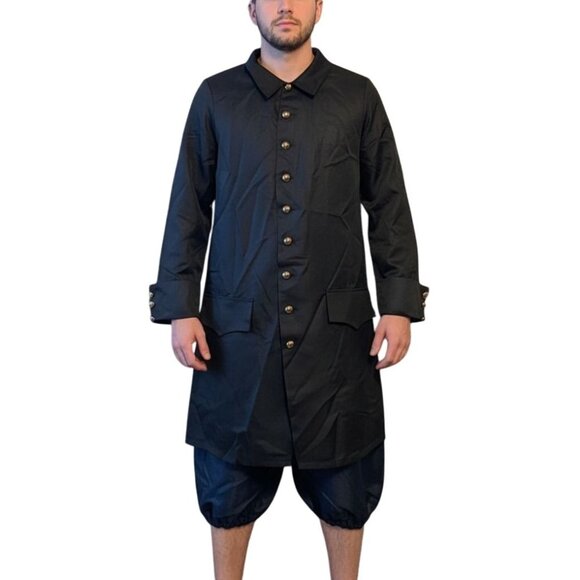 Colonial Costume Set: Black Jacket & Pants With Button Accents Cuffed Sleeves & - Picture 1 of 11